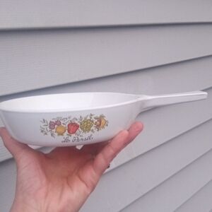 Antique Le Persil White Ceramic Pan with Floral Design